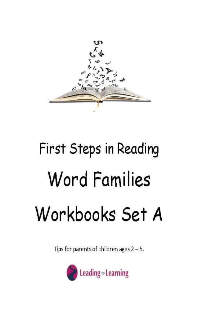 First Steps in Reading Word Families workbook Set A